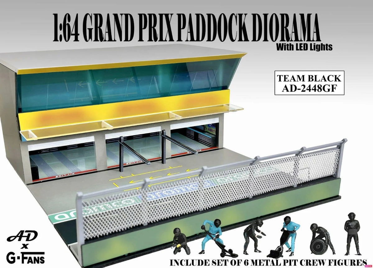 American Diorama - Team Black Prand Prix Paddock diorama with figures and led lights - Scala 1/64 AD-2448GF