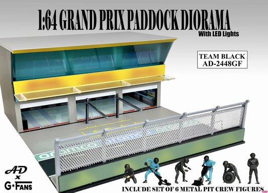 American Diorama - Team Black Prand Prix Paddock diorama with figures and led lights - Scala 1/64 AD-2448GF