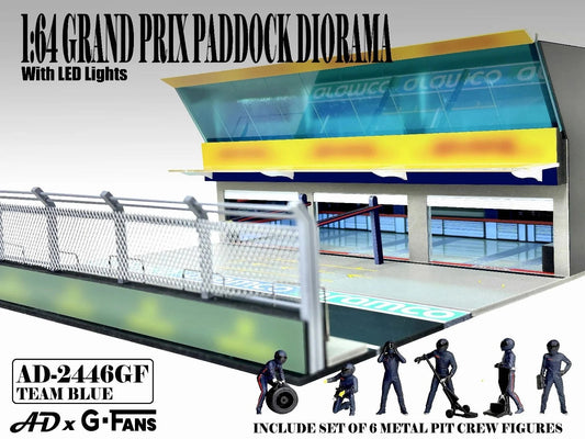 American Diorama - Team Blue Prand Prix Paddock diorama with figures and led lights - Scala 1/64 AD-2446GF