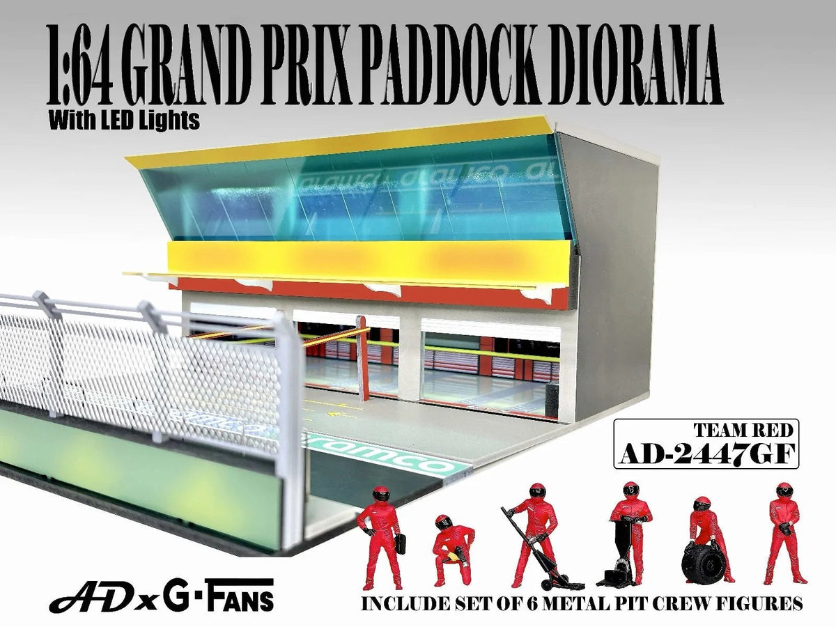 American Diorama - Team Red Prand Prix Paddock diorama with figures and led lights - Scala 1/64 AD-2447GF