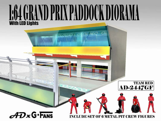 American Diorama - Team Red Prand Prix Paddock diorama with figures and led lights - Scala 1/64 AD-2447GF
