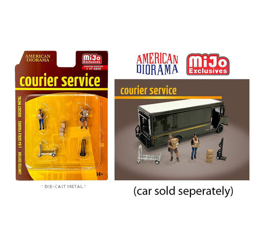 American Diorama - Courier Service Diecast Figure Set Car Not Included - MiJo Exclusives - Scala 1/64 AD-76495MJ