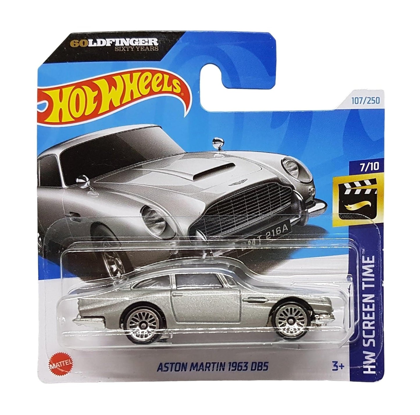 Hot Wheels - Aston Martin 1963 DB5 007 James Bond - 60 Goldfinger Sixty Years - HW Screen Time 7/10 - Scale 1/64 Approximately