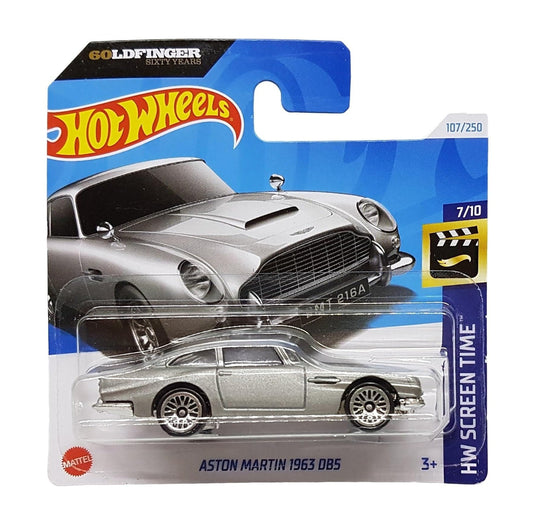 Hot Wheels - Aston Martin 1963 DB5 007 James Bond - 60 Goldfinger Sixty Years - HW Screen Time 7/10 - Scale 1/64 Approximately