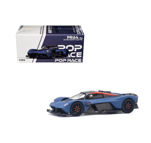 Aston Martin Valkyrie Satin Marina Blue - Pop Race - Scala 1/64 PR64-96