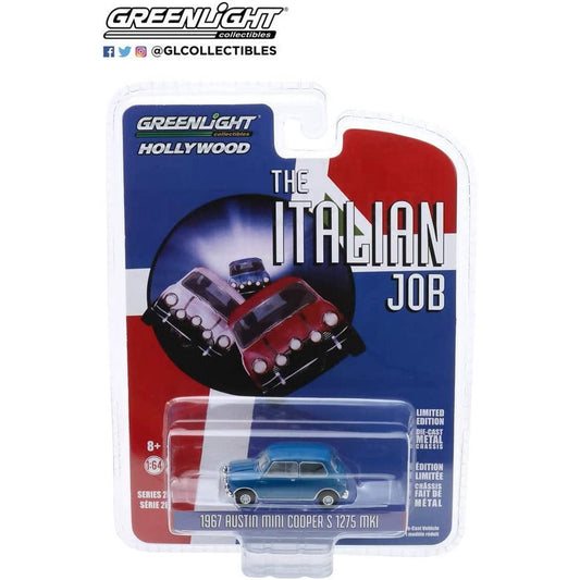 Greenlight - 1967 Austin Mini Cooper S 1275 MKI Blue The italian Job - Scale 1/64