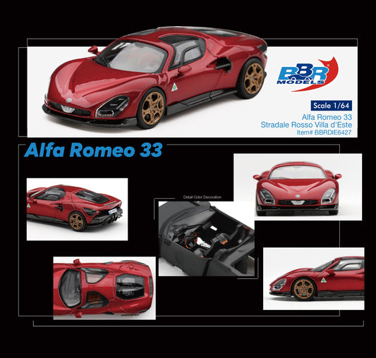 [PRE-ORDER] BBR - Alfa Romeo 33 Stradale Rosso Villa d'Este 2025 - Scala 1/64 BBRDIE6427