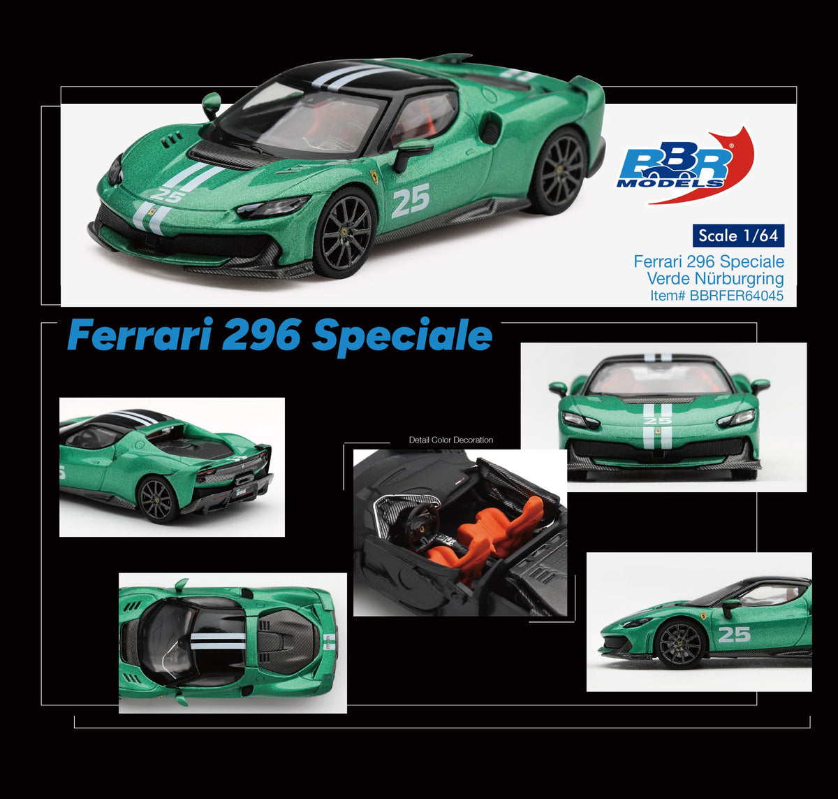 [PRÉCOMMANDE] BBR - Ferrari 296 Speciale Verde Nürburgring 2025 - Échelle 1/64 BBRFER64045