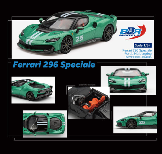 [PRE-ORDER] BBR - Ferrari 296 Speciale Verde Nürburgring 2025 - Scala 1/64 BBRFER64045