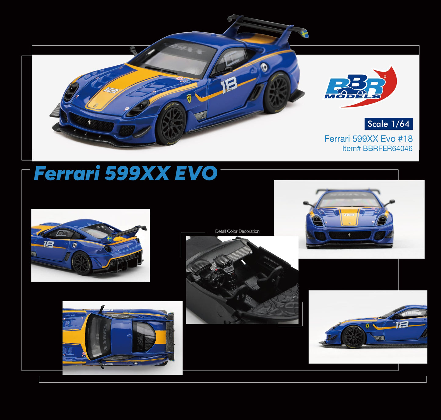 [PRÉCOMMANDE] BBR - Ferrari 599XX Evo #18 2011 - Échelle 1/64 BBRFER64046