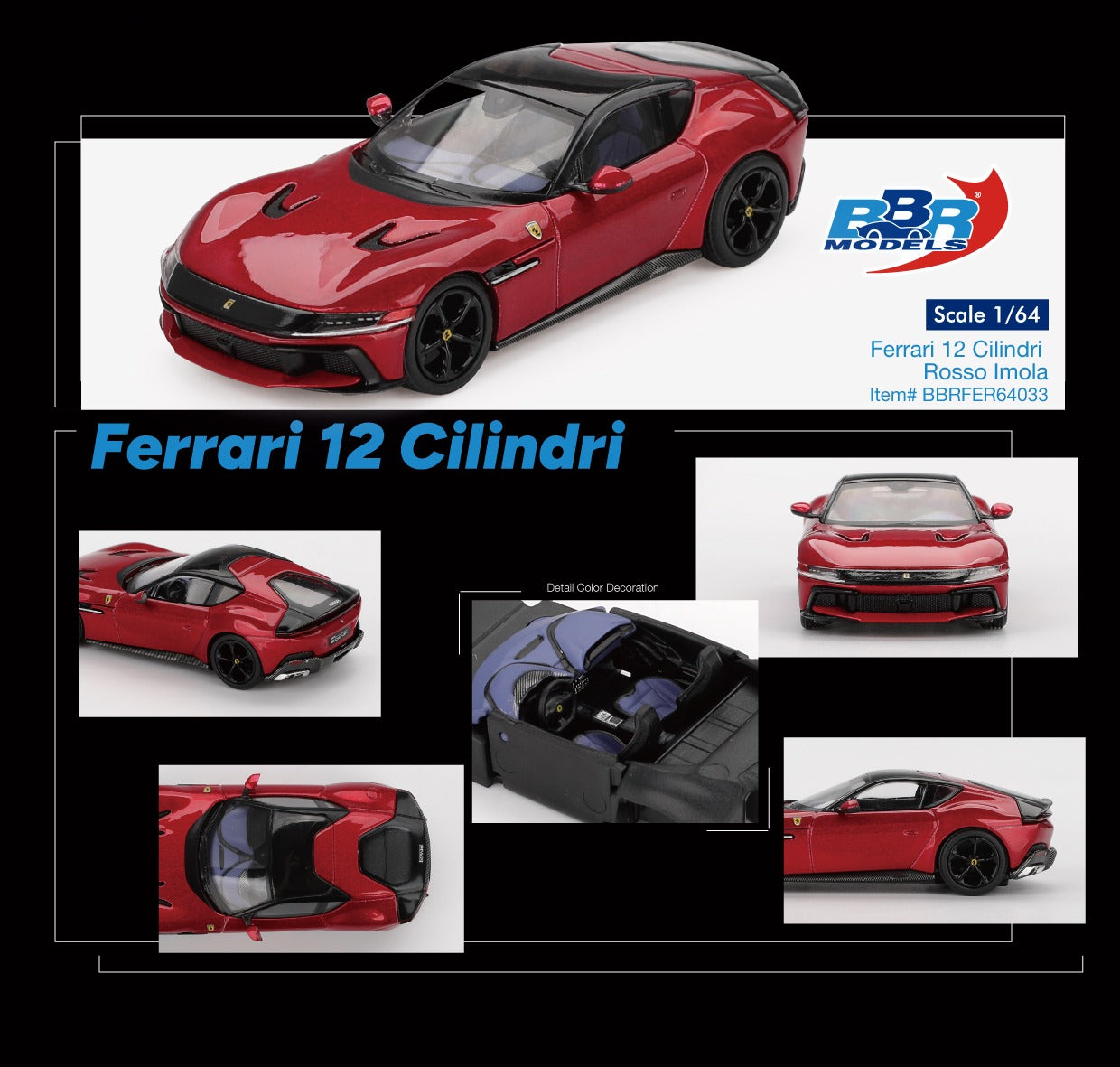 [PRE-ORDER] BBR Models - Ferrari 12 Cilindri Rosso Imola 2024 - 1/64 Scale BBRFER64033
