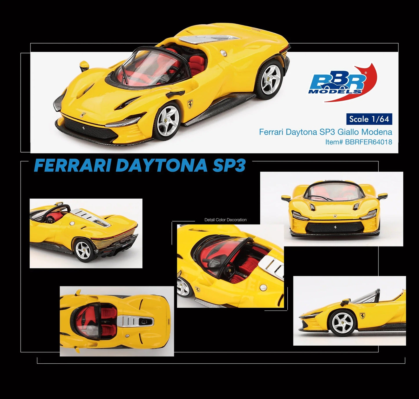 BBR Models - Ferrari Daytona SP3 Giallo Modena - Scala 1/64 BBRFER64018