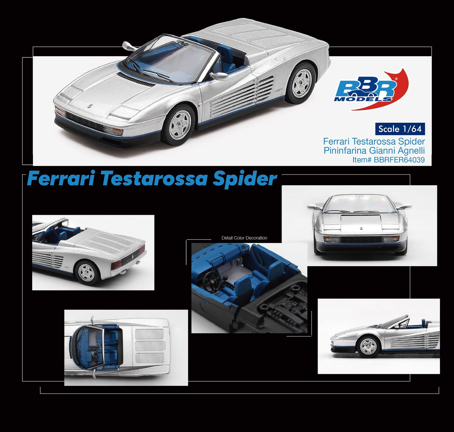 [PRE-ORDER] - BBR Models - Ferrari Testarossa Spider Pininfarina Gianni Agnelli 1986 - Scala 1/64 BBRFER64039