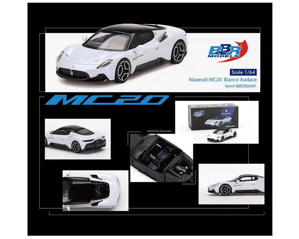 BBR Models - Maserati MC20 Bianco Audace - Scala 1/64 BBRDIE6401