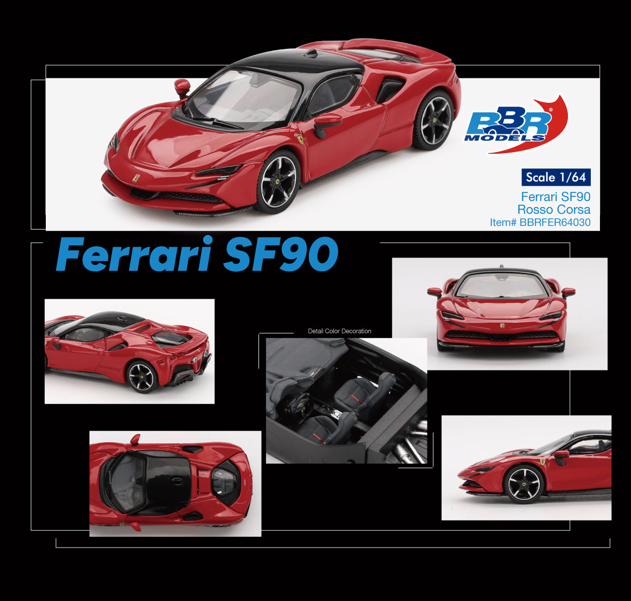 [PRE-ORDER] BBR Models - Ferrari SF90 Rosso Corsa 2024 - 1/64 Scale BBRDIE64030