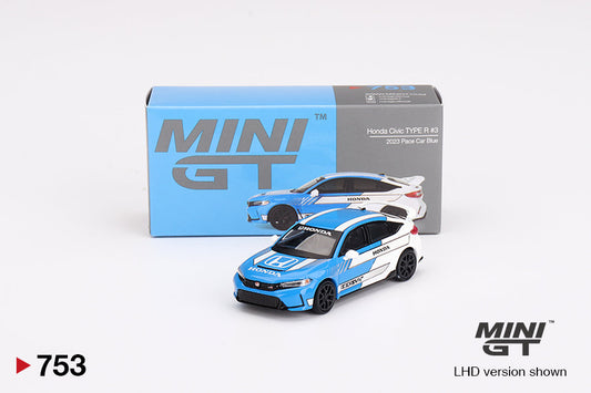 Mini GT - Honda Civic Type R #3 2023 Pace Car Blue - Scala 1/64 MGT00753 LHD