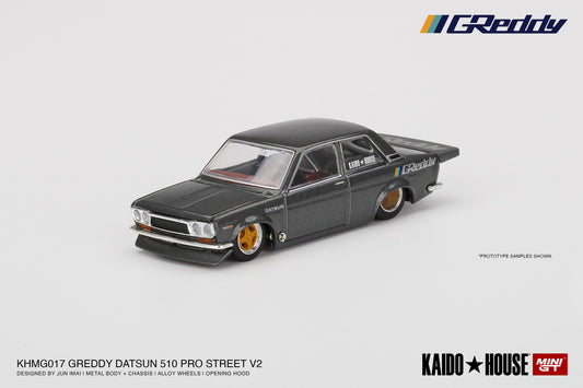Mini GT - Datsun 510 Pro Street GREDDY Gun Metal Gray - KAIDO HOUSE - Scale 1/64 KHMG017