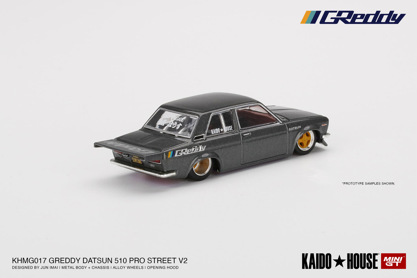 Mini GT - Datsun 510 Pro Street GREDDY Gun Metal Grey - KAIDO HOUSE - Scala 1/64 KHMG017