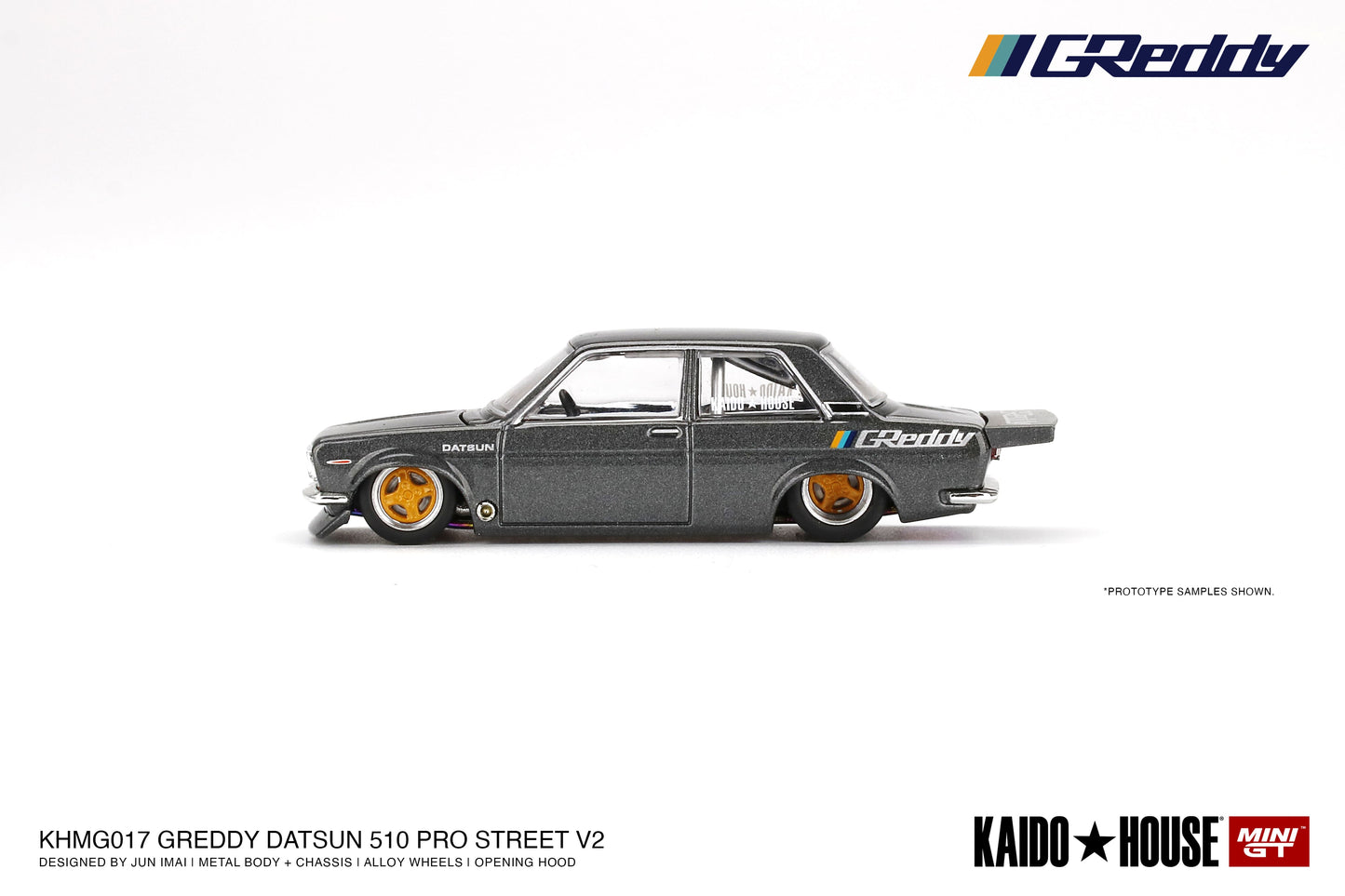 Mini GT - Datsun 510 Pro Street GREDDY Gun Metal Grey - KAIDO HOUSE - Scala 1/64 KHMG017