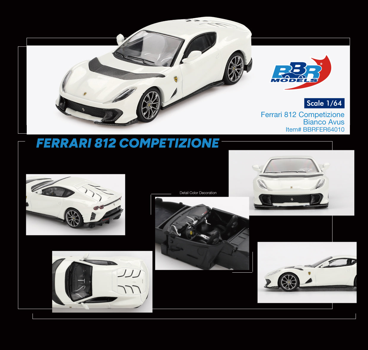 [PRE-ORDER] BBR Models - Ferrari 812 Competizione Bianco Avus 2024 - Scale 1/64 BBRDIE64010