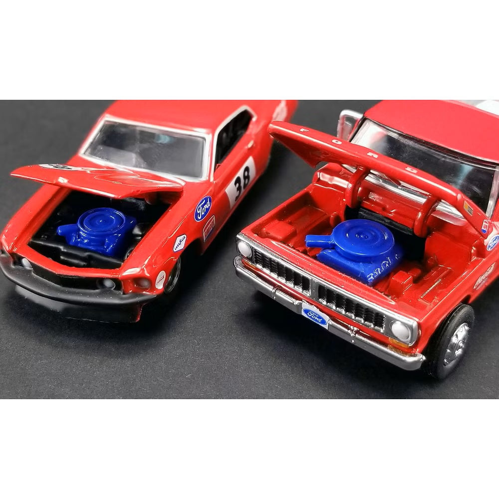 Ford F-350 Ramp Truck #38 &amp; 1969 Ford Mustang T/A #38 Coca-Cola Allan Moffat - Acme Diecast - 1/64 Scale