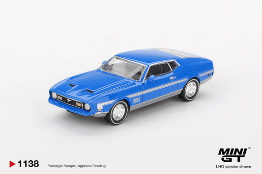 [PRE-ORDER] - Mini GT - Ford Mustang Mach 1 Grabber Blue 1971 - Scale 1-64 MGT01138-L
