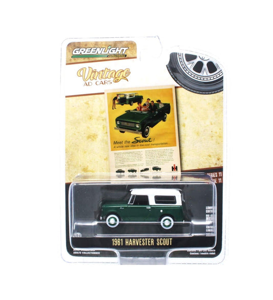 Greenlight Collectibles - 1961 Harvester Scout Green Vintage AD Cars - Scala 1/64
