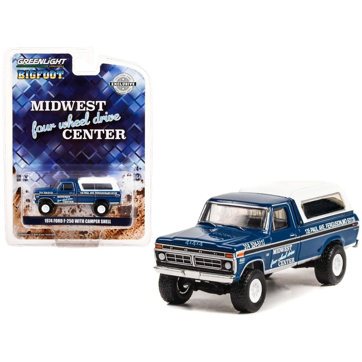 Greenlight - 1974 Ford F-250 with Camper Shell - Hobby Exclusive - Scala 1/64