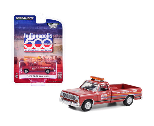 Greenlight Collectibles - Camionnette Dodge Ram D-250 de 1987 « Camion officiel Dodge de la 71e édition des 500 Miles d'Indianapolis » - Échelle 1/64
