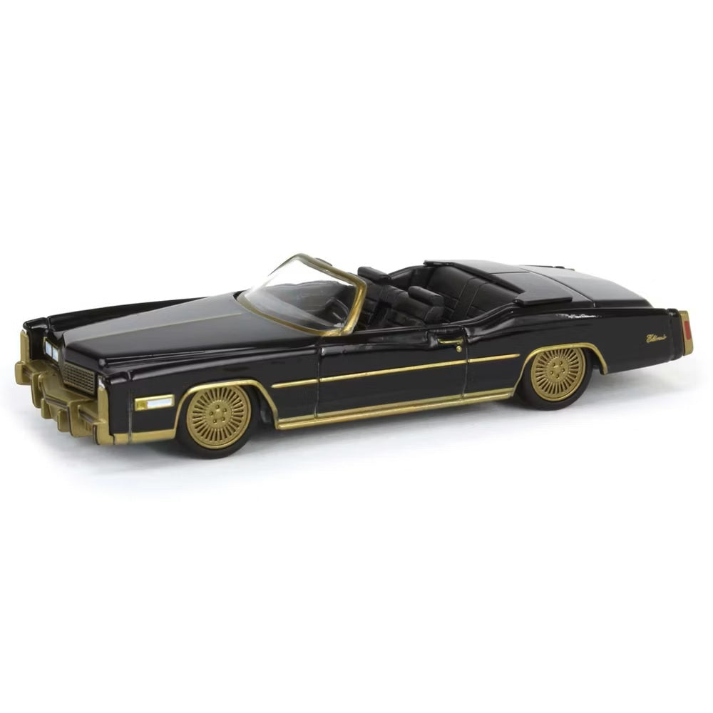 Greenlight Collectibles - 1976 Cadillac Eldorado Convertible Black Gold - California Lowriders Series - Scala 1/64
