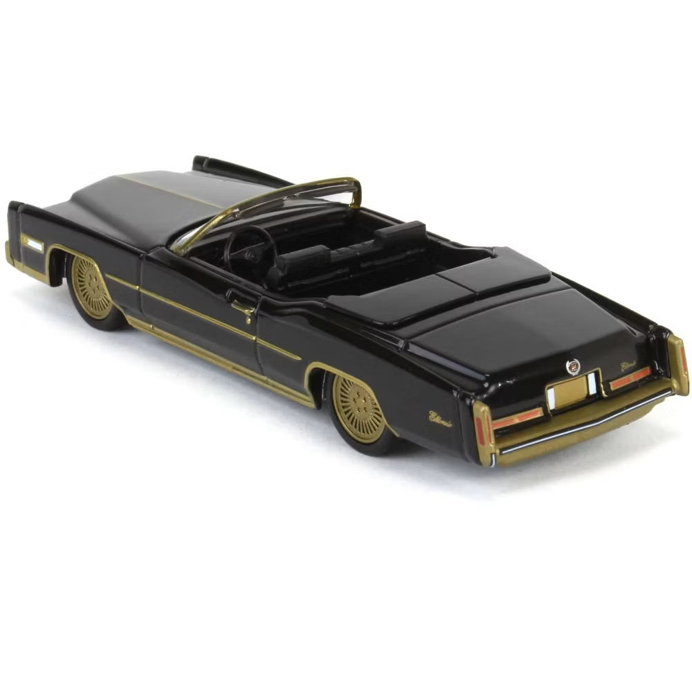 Greenlight Collectibles - 1976 Cadillac Eldorado Convertible Black Gold - California Lowriders Series - Scala 1/64