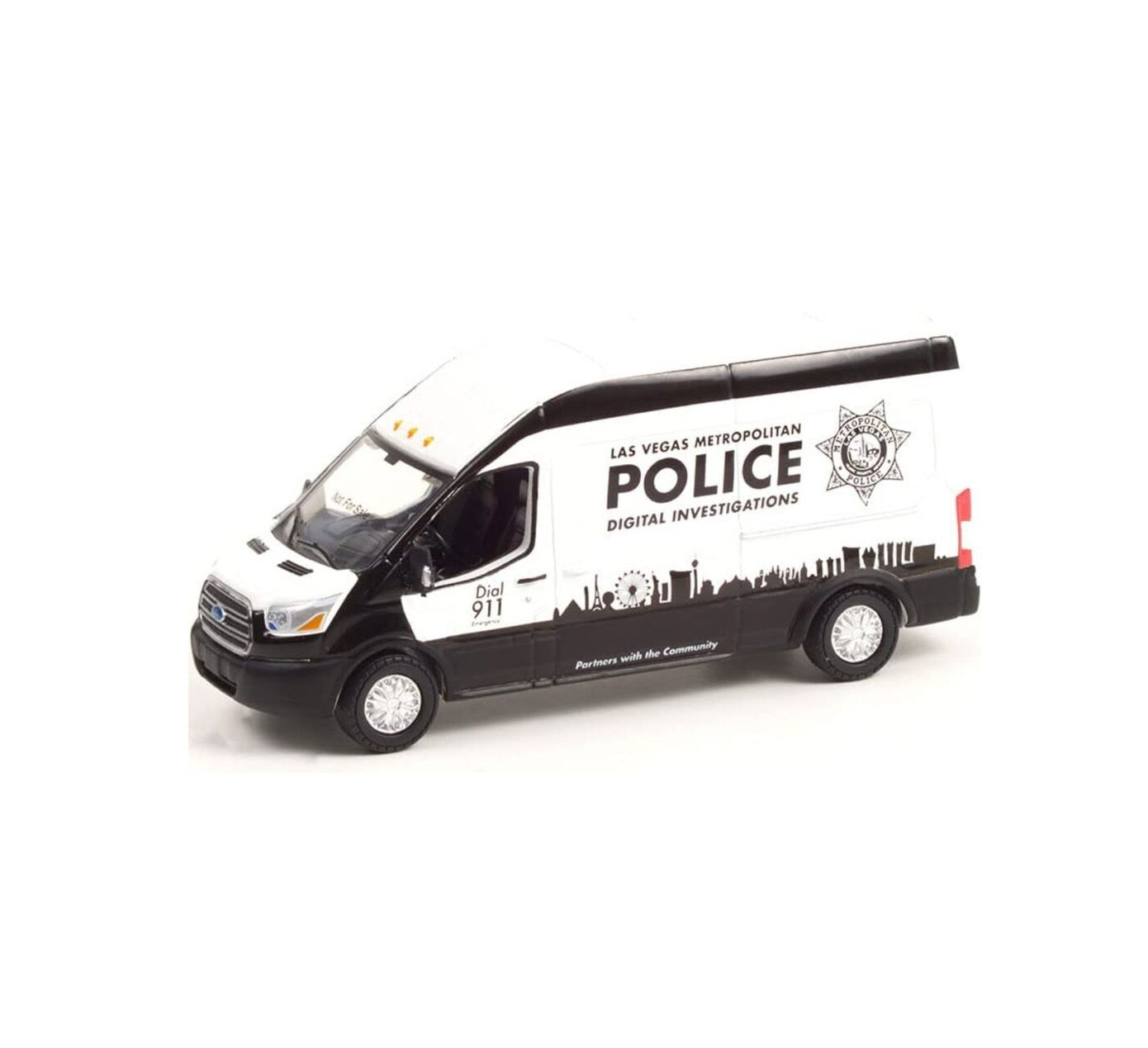 Greenlight Collectibles - 2019 Ford Transit LWB High Roof Las Vegas Metro Police - Route Runners - Scale 1/64