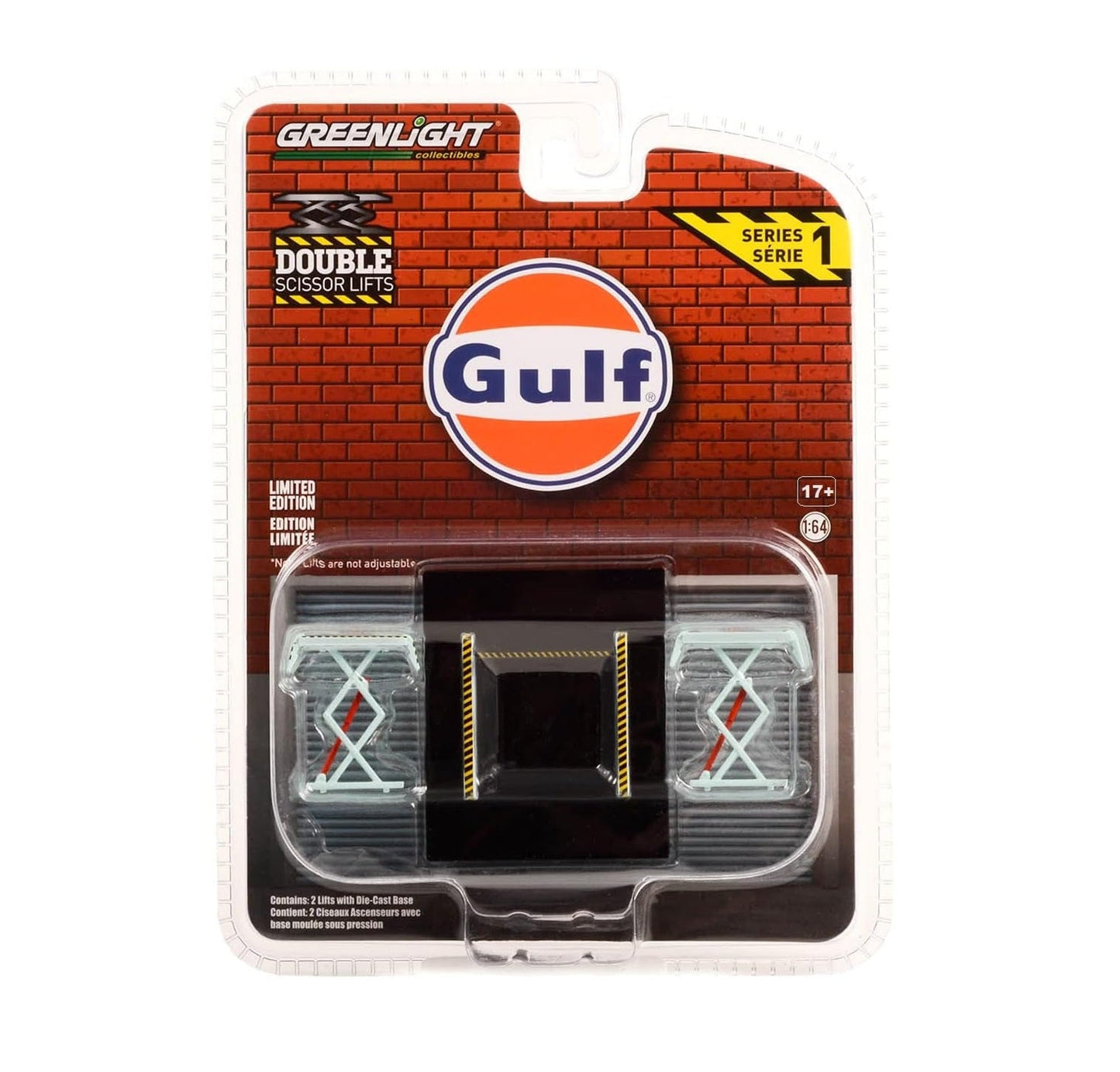 Greenlight Collectibles - Gulf Oil - Ponts élévateuRS à ciseaux doubles - Échelle 1/64