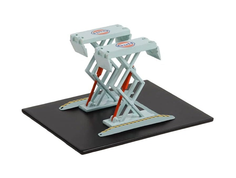 Greenlight Collectibles - Gulf Oil - Ponts élévateuRS à ciseaux doubles - Échelle 1/64