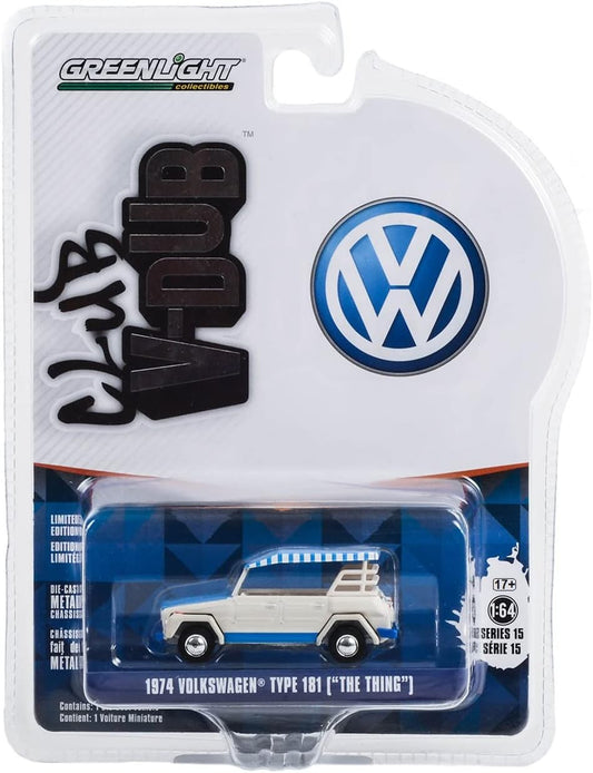 Greenlight - 1974 Volkswagen Type 181 (The Thing) White with Soft Roof - Club V-Dub - Scale 1/64