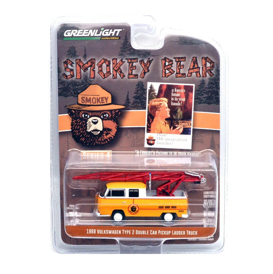 Greenlight Collectibles - 1968 VW Type 2 Double Cab Ladder Truck Smokey Bear Series 4 - 1/64 Scale