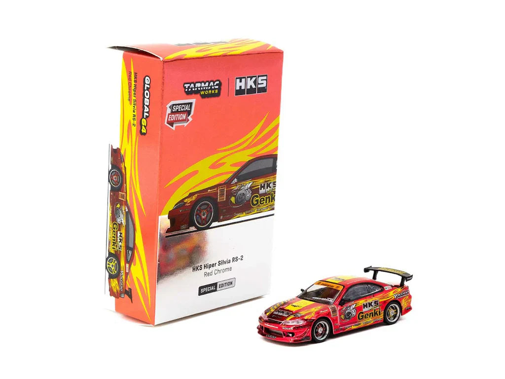 Tarmac Works - HKS Hiper Silvia RS-2 Chrome Red Special Edition - GLOBAL64 - Scale 1/64 T64G-023-HKSRC