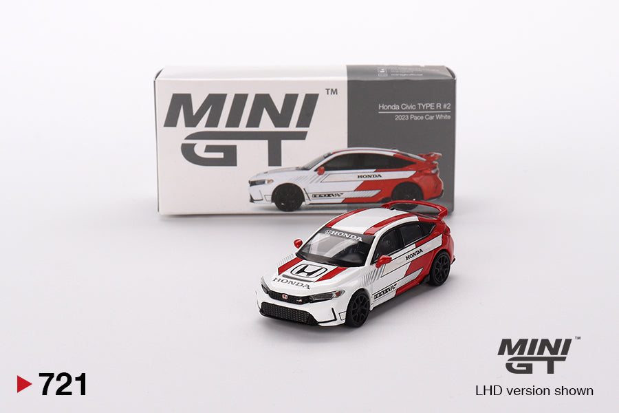 Mini GT - Honda Civic Type R #2 2023 Pace Car White - Scala 1/64 MGT00721