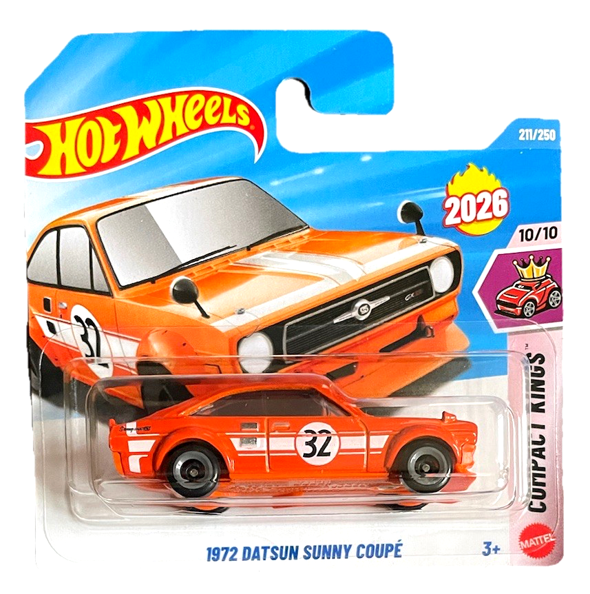 Hot Wheels - 1972 Datsun Sunny Coupe - Compact Kings 10/10 - 1/64 Scale Approx.