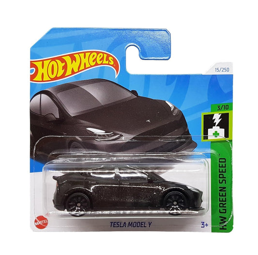 Hot Wheels - Tesla Model Y Black - HW Green Speed 3/10 - Scale 1/64 Approx