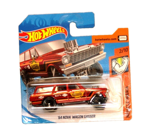 Hot Wheels - '64 Nova Wagon Gasser Red - HW Muscle Mania 2/10 - Échelle 1/64 Circa
