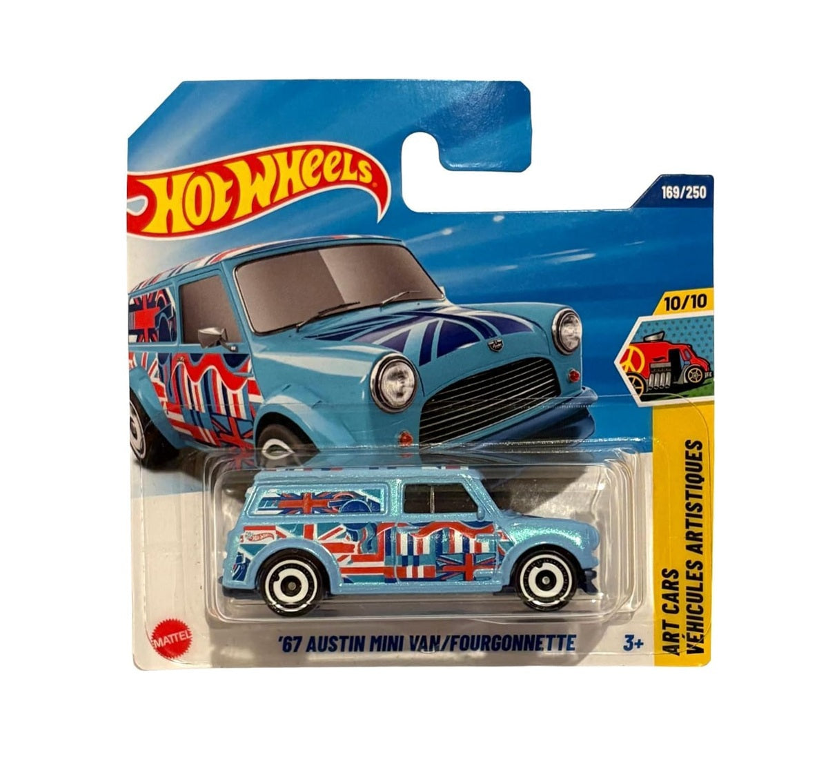 Hot Wheels - '67 Austin Mini Fourgonnette bleu clair - HW Art Cars 10/10 - Échelle 1/64 Approx.