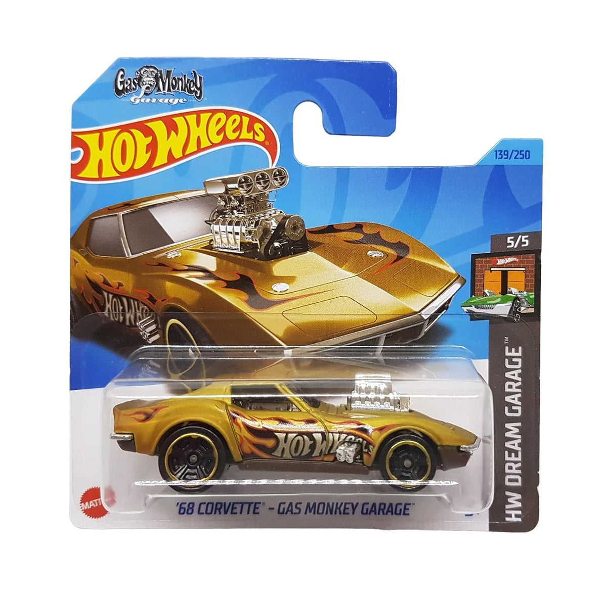 Hot Wheels - '68 Corvette Gas Monkey Garage Gold - HW Dream Garage 5/5 - 1/64 Scale Approx.