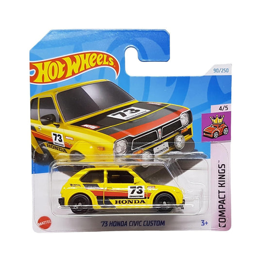 Hot Wheels - '73 Honda Civic Custom Yellow - HW Compact Kings 4/5 - Scale 1/64 Approximately