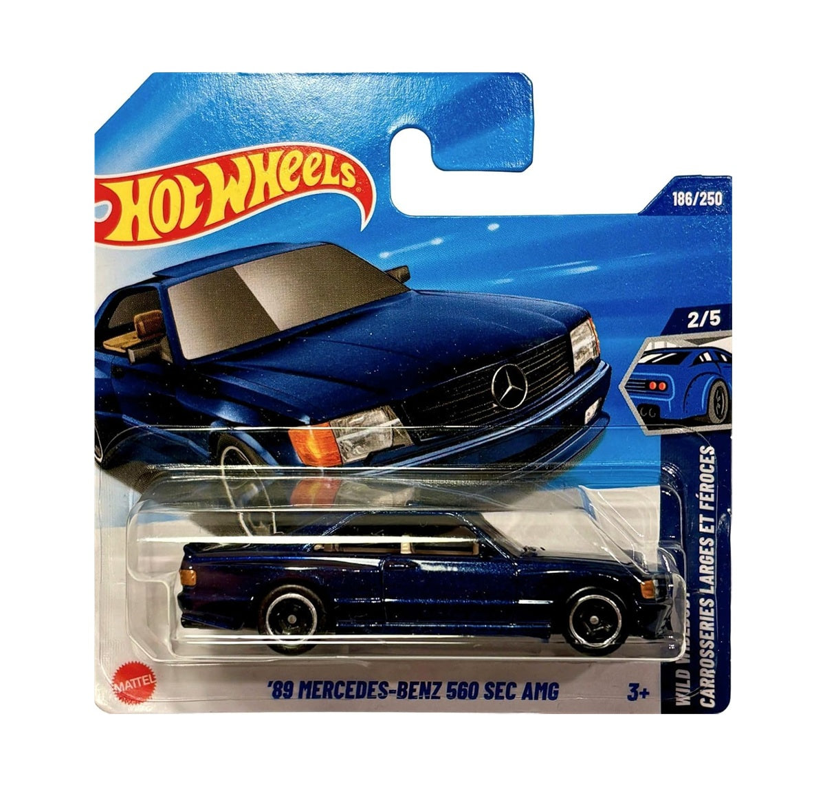Hot Wheels - '89 Mercedes-Benz 560 SEC AMG Blue - HW Wild Widebody 2/5 - 1/64 Scale Approx.