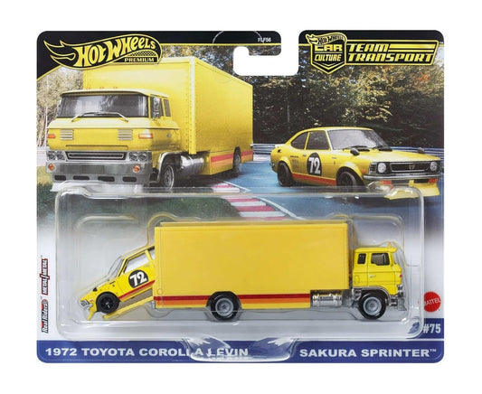 Hot Wheels Premium - 1972 Toyota Corolla Levin + Sakura Sprinter - Series Car Culture Team Transport - Scala 1/64