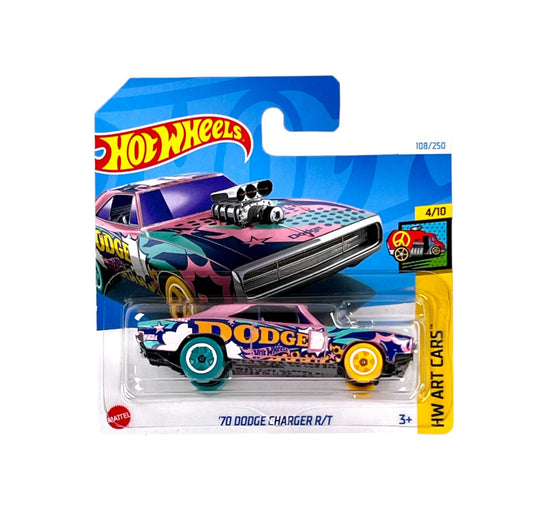 Hot Wheels - '70 Dodge Charger R/T - HW Art Cars 4/10 - Scale 1/64 Approximately