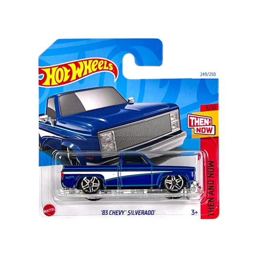 Hot Wheels - '83 Chevy Silverado Blue - HW Then and Now 9/10 - Scale 1/64 Approximately