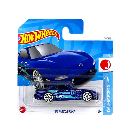 Hot Wheels - '95 Mazda RX-7 Blue - HW J-Imports 9/10 - Scale 1/64 Approximately