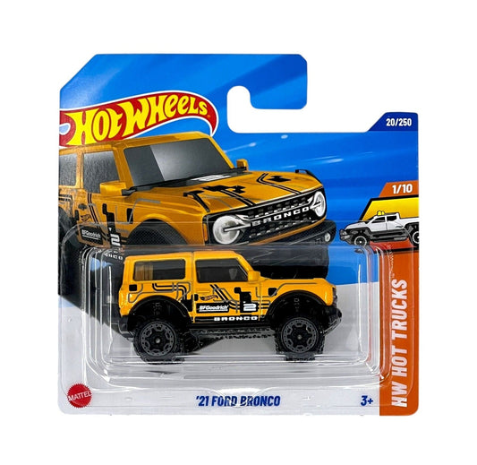 Hot Wheels - '21 Ford Bronco Yellow - HW Hot Trucks 1/10 - Scale 1/64 Approximately